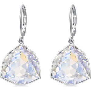 Sterling Silver Diamond Simple Geometric Birthstone Dangle Drop Earring Jewelry